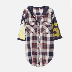 Free People Maddox Patched Flannel Shirt Jacket